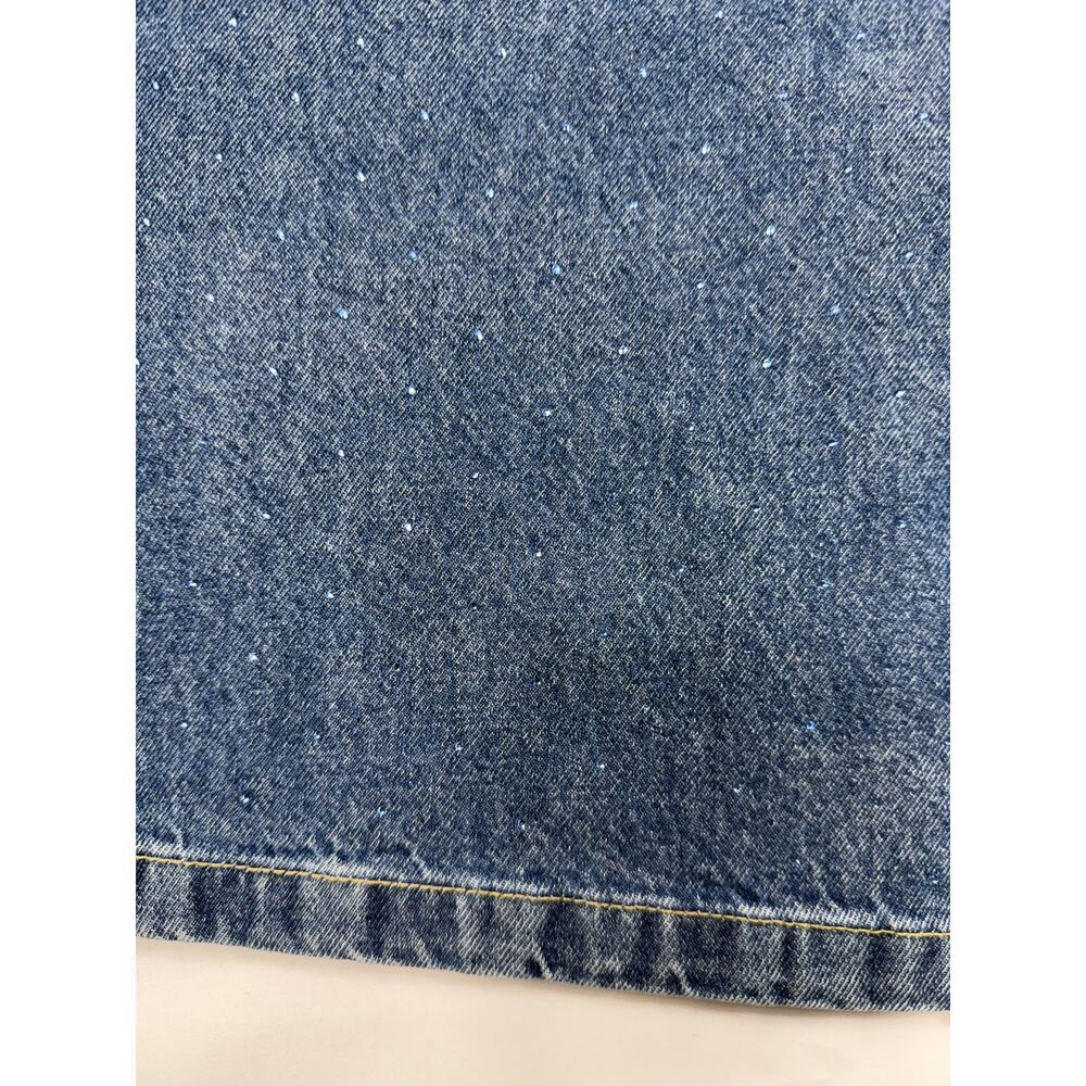 NWT Scoop Women’s Blue Rhinestone Wide Leg Jeans high waist 100% cotton Sz 4 - Picture 4 of 11